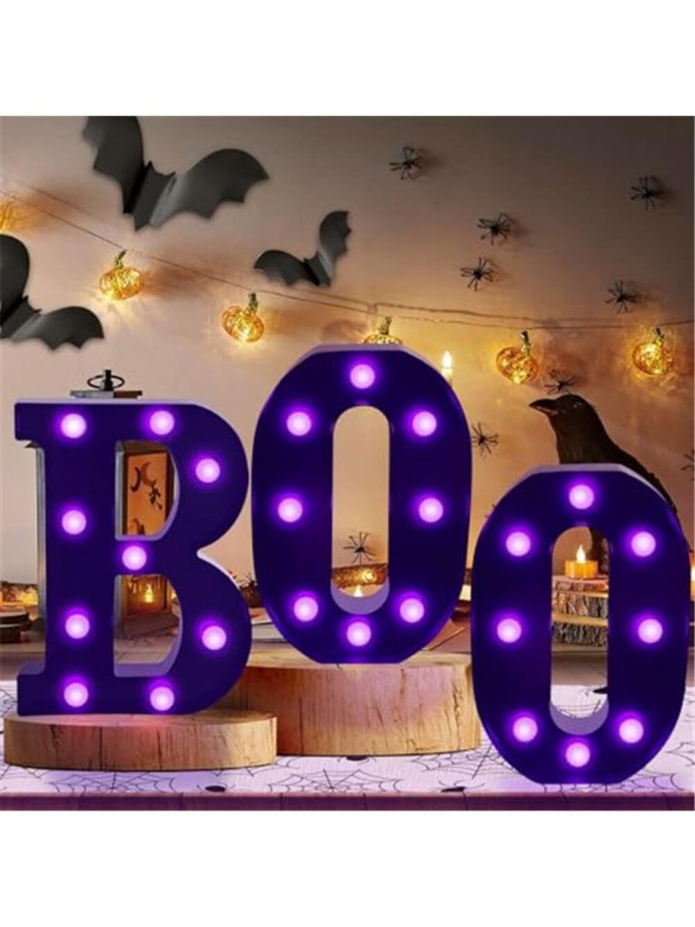 Halloween Decorations Indoor 3 LED Marquee Light Up Letters Boo Sign